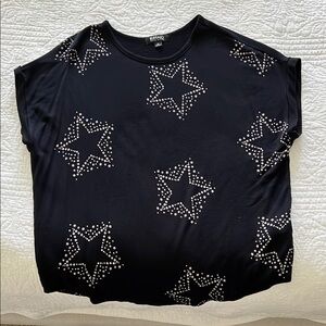 Buffalo David Bitton Black Embellished Cap Sleeve Tee